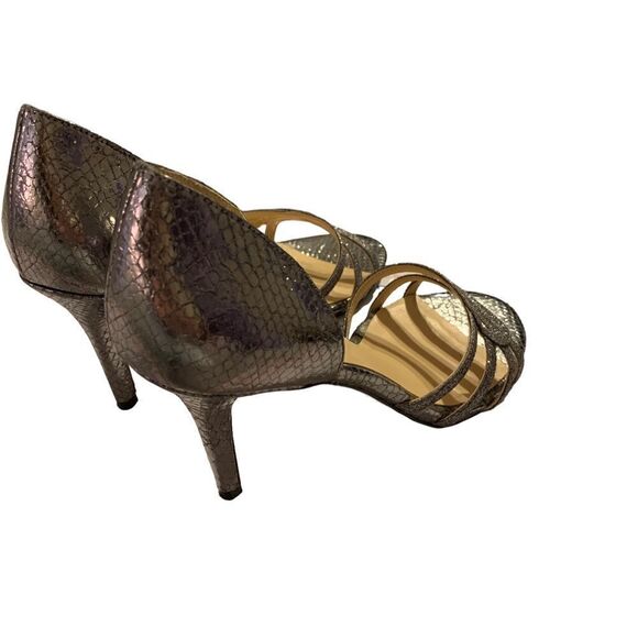 Ivanka Trump Lady High Heel D'Orsay Leather Sandal Silver Women Size 7M - Picture 12 of 13